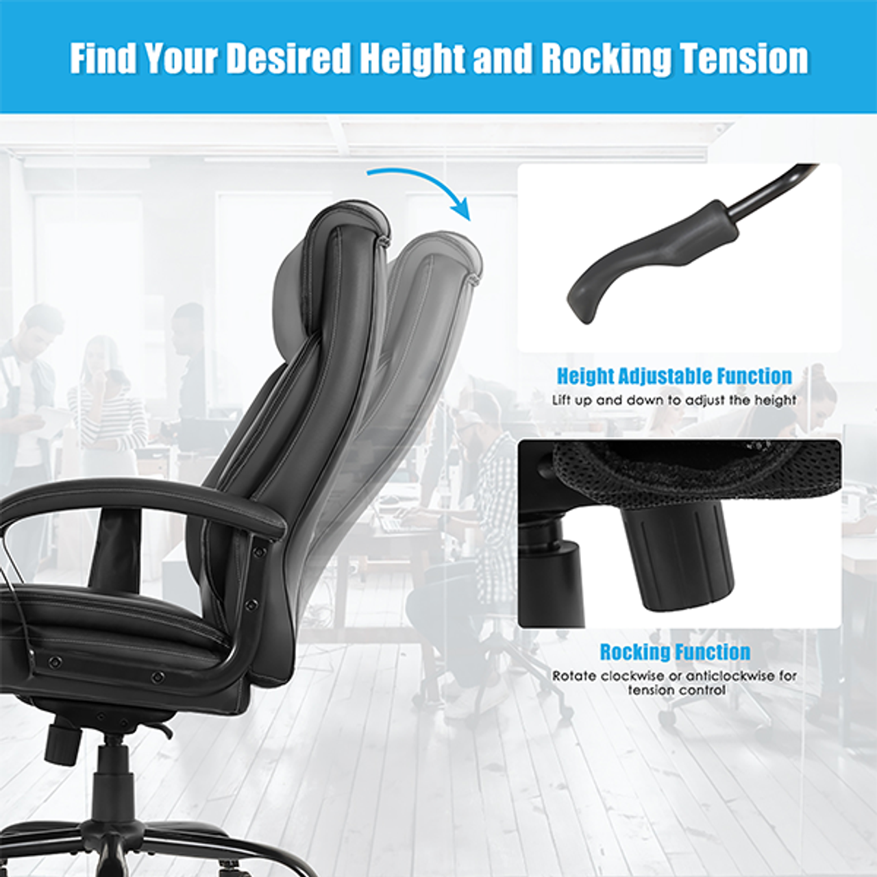 Executive Massaging Office Chair, Faux Leather product image