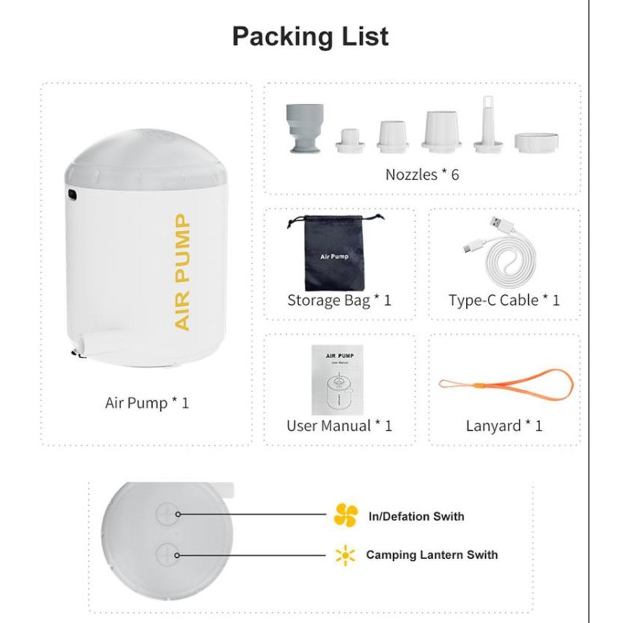 Travel Air Pump with LED Lantern product image
