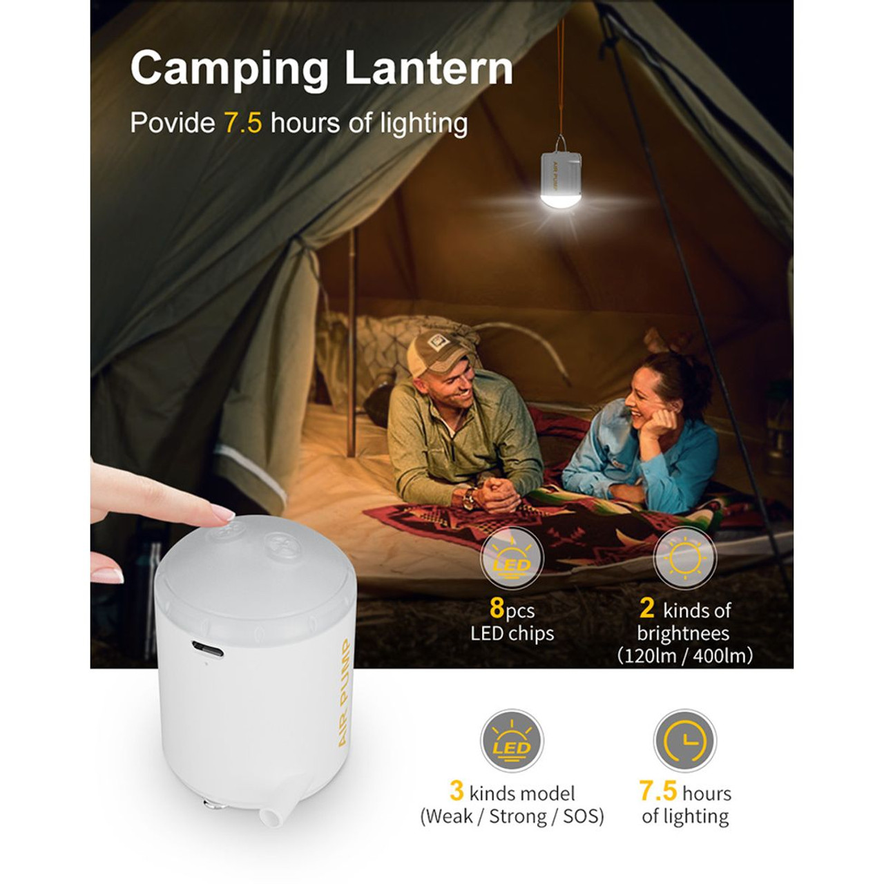 Travel Air Pump with LED Lantern product image