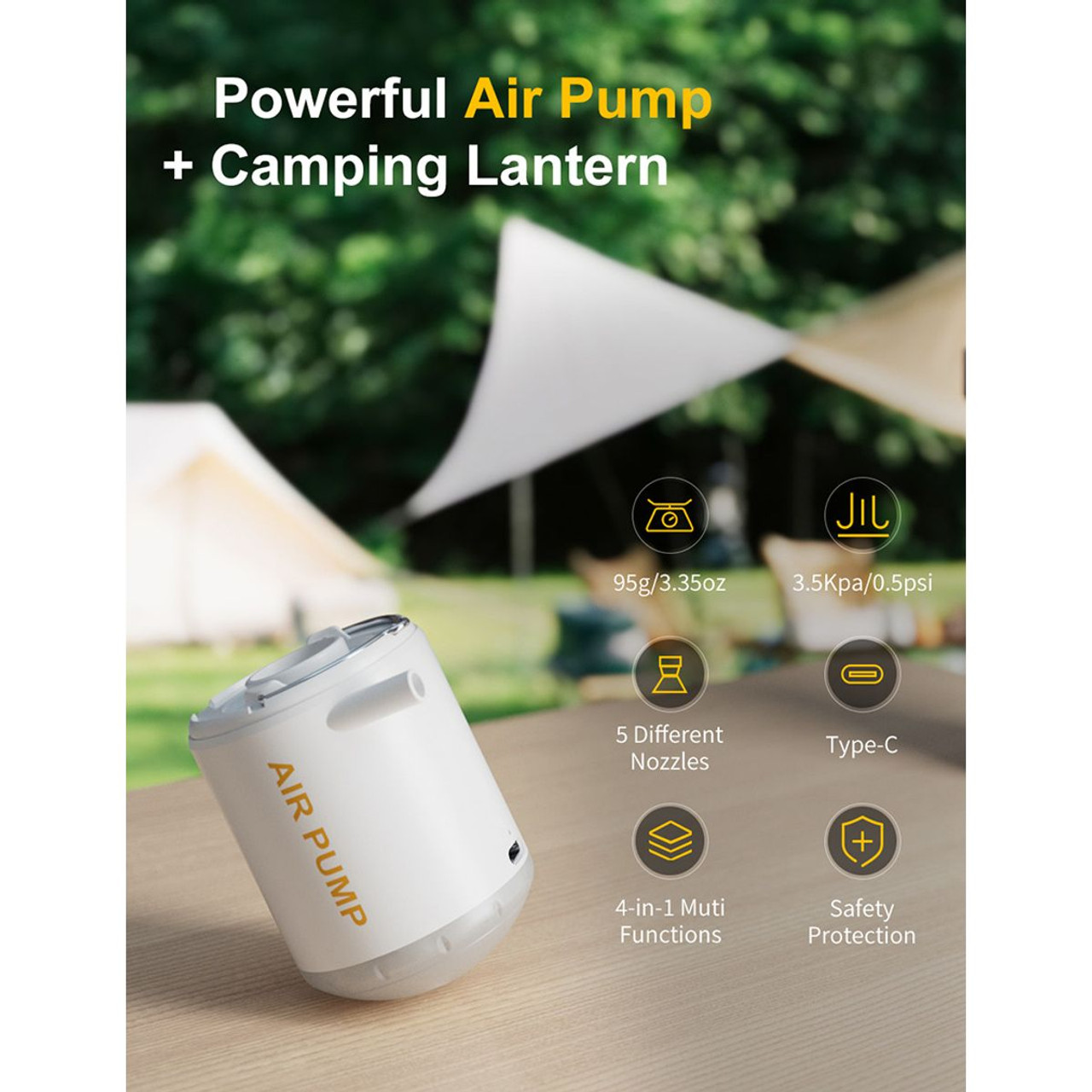 Travel Air Pump with LED Lantern product image
