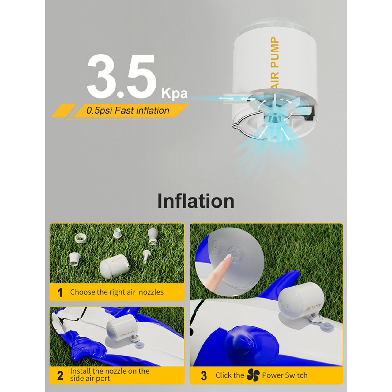 Travel Air Pump with LED Lantern product image