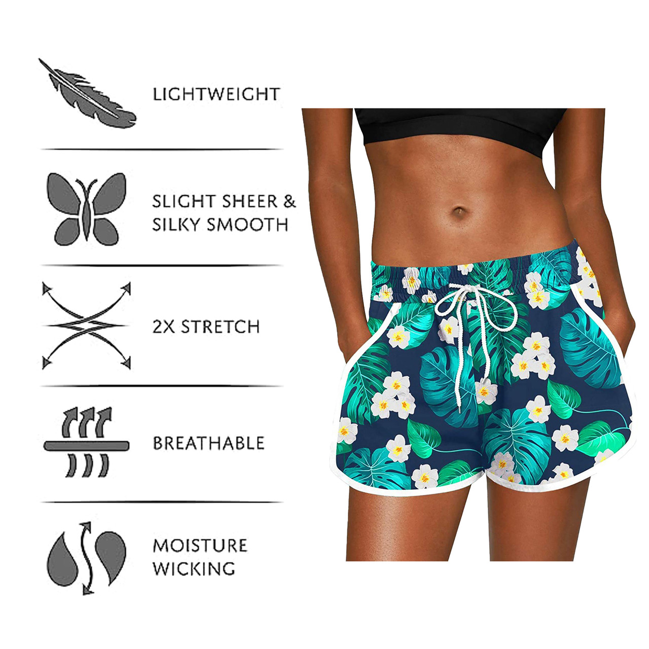 Women's High-Waisted Boardshorts with Pockets (3-Pack) product image