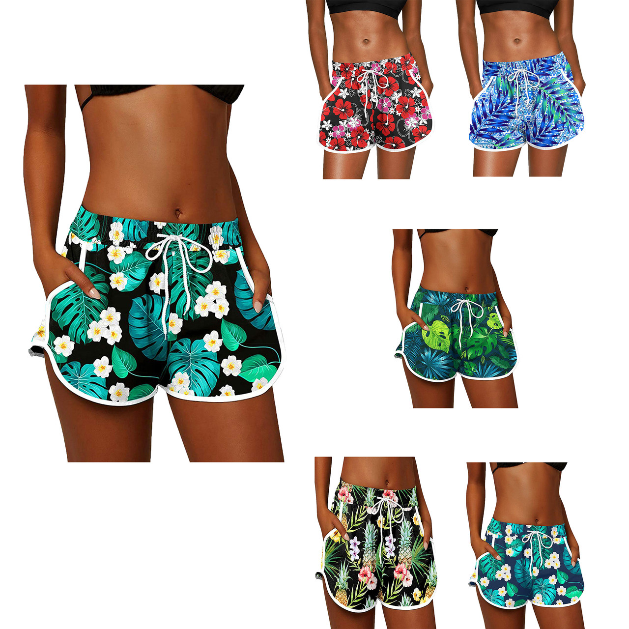 Women's High-Waisted Boardshorts with Pockets (3-Pack) product image