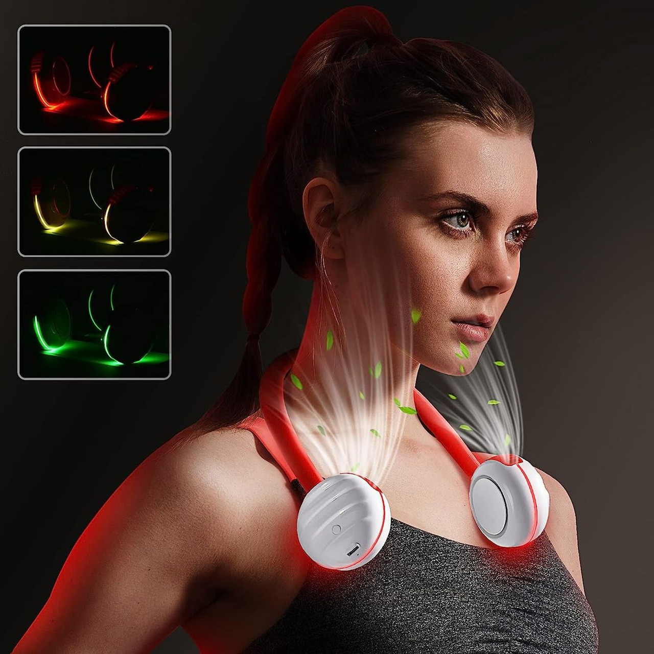 Rechargeable Portable LED Neck Fan with 3 Speeds product image