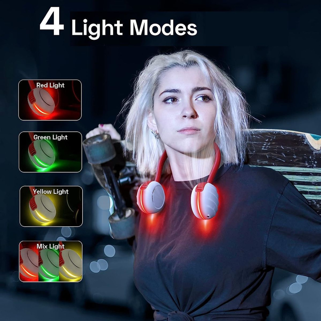 Rechargeable Portable LED Neck Fan with 3 Speeds product image