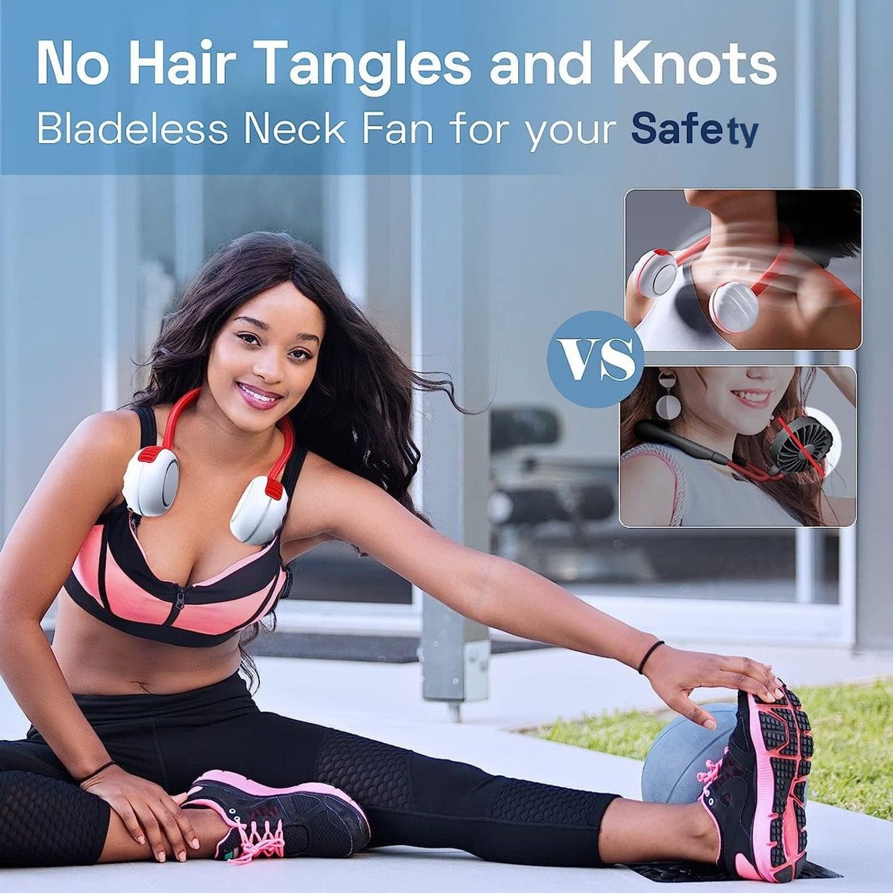 Rechargeable Portable LED Neck Fan with 3 Speeds product image
