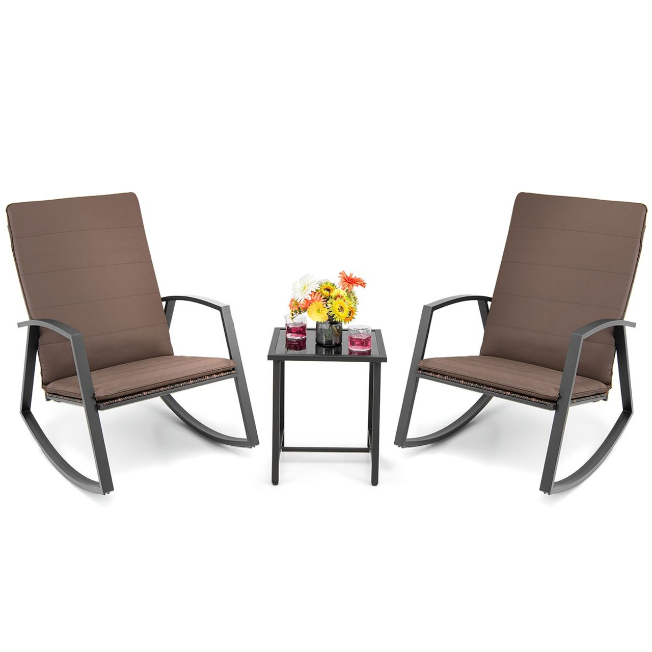 3-Piece Patio Rattan Rocking Furniture Set product image