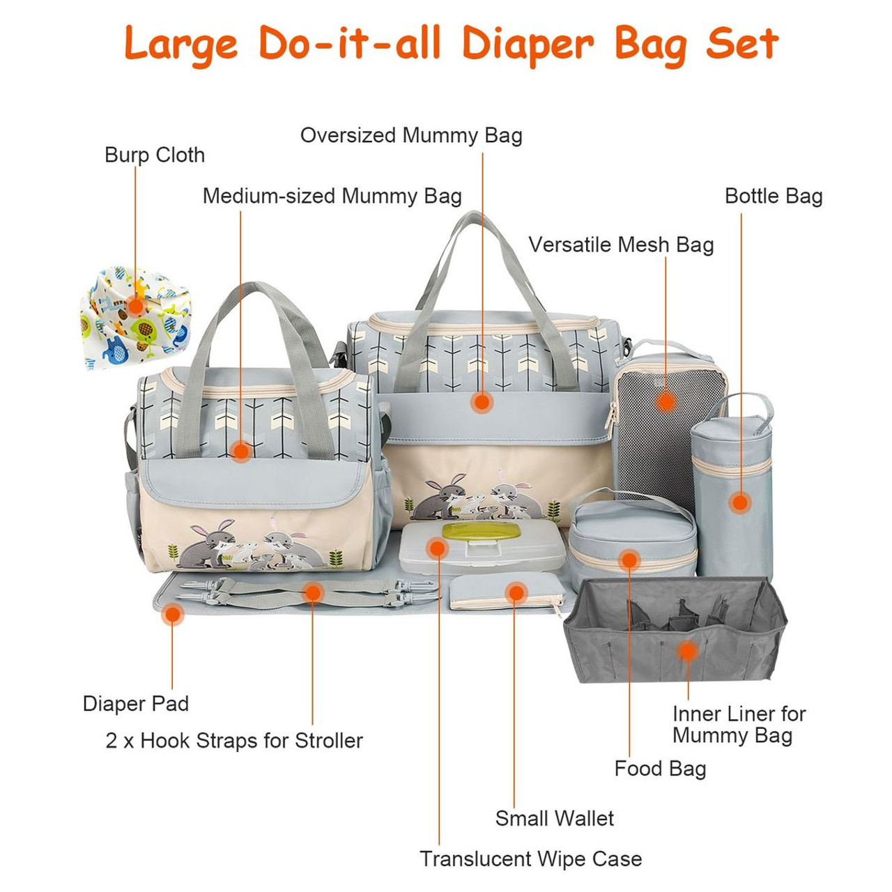 Babyluv™ 11-Piece Diaper Bag Set product image