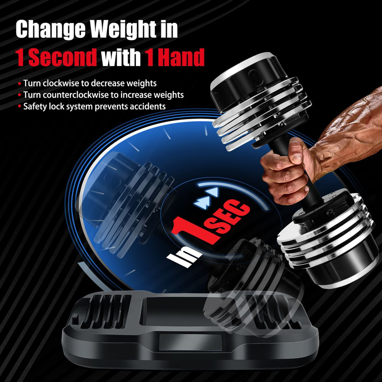 5-in-1 Weight Adjustable Dumbbell with Anti-Slip Fast Adjust Turning Handle product image