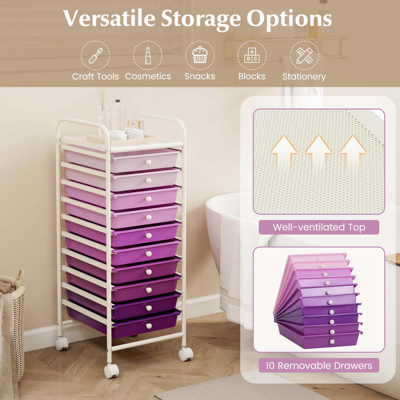Rolling 10-Drawer Storage Cart product image