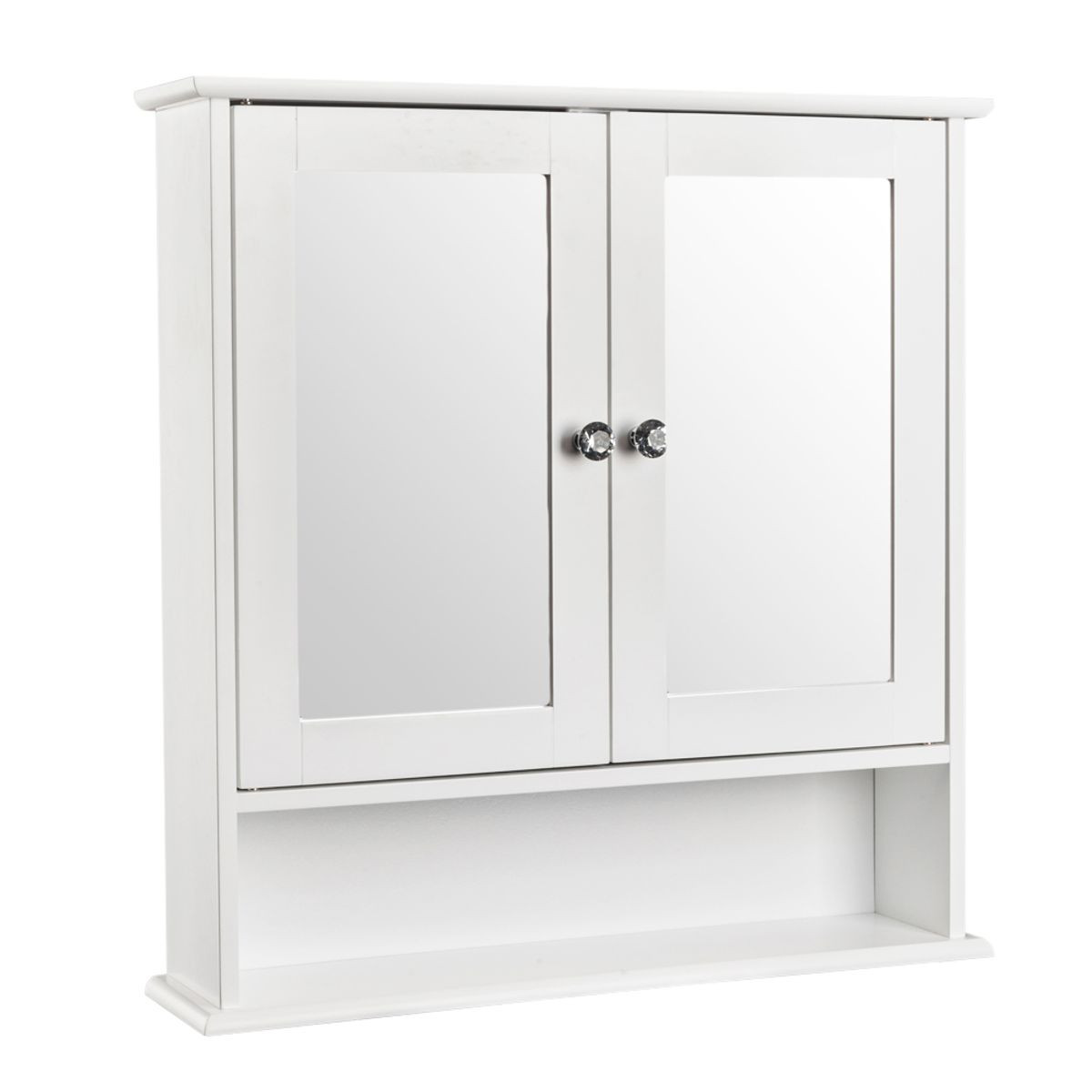 Mirrored Bathroom Medicine Cabinet, Wall-Mounted Bathroom Shelf, White product image