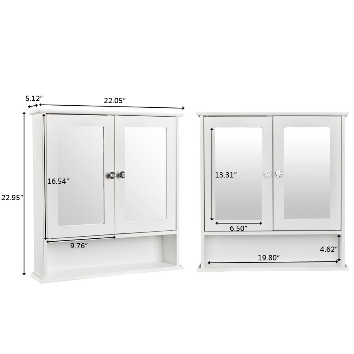 Mirrored Bathroom Medicine Cabinet, Wall-Mounted Bathroom Shelf, White product image