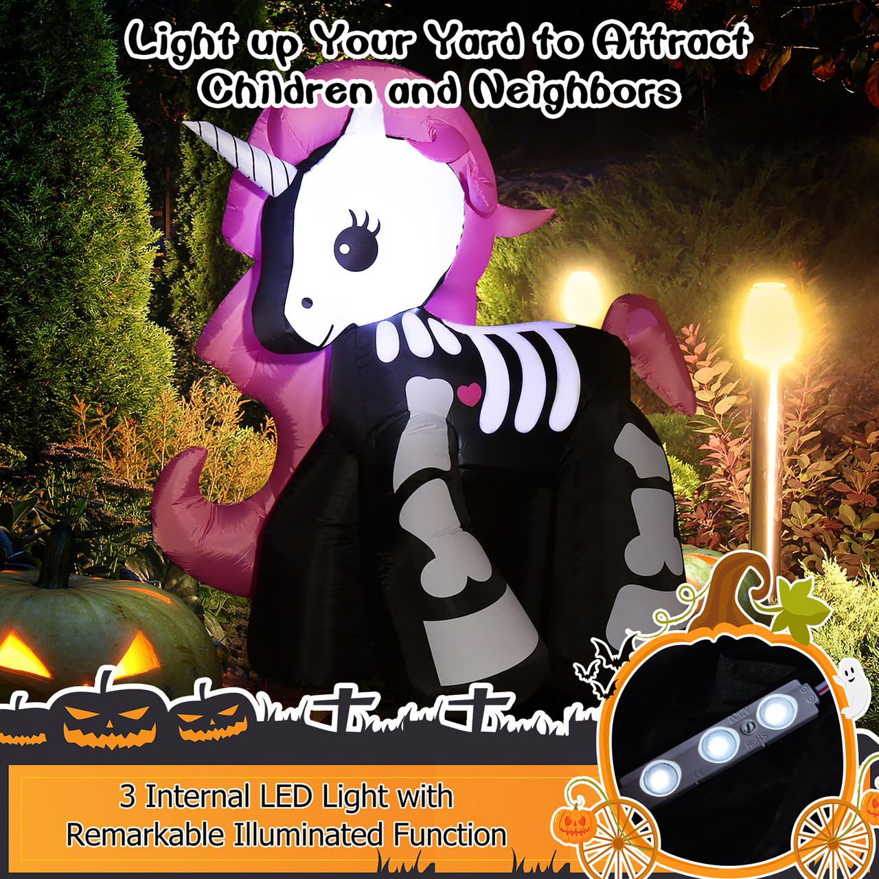 5.5-Foot Inflatable Skeleton Unicorn product image