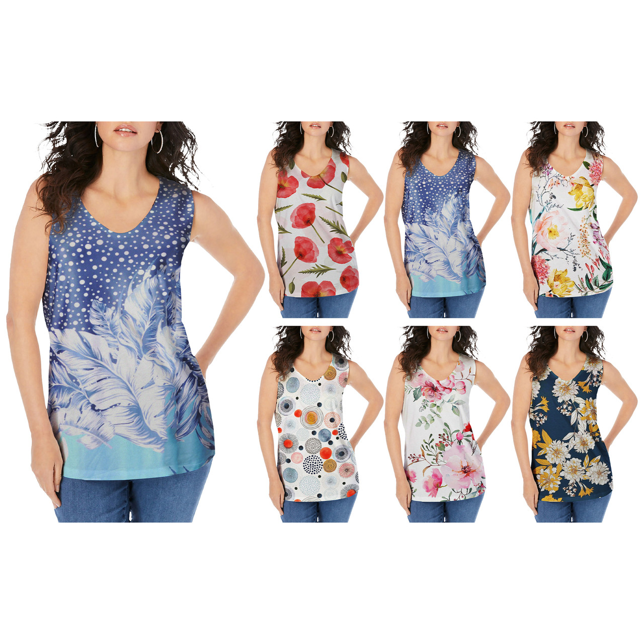 Women's Sleeveless Floral Print V-Neck Blouse (4-Pack) product image