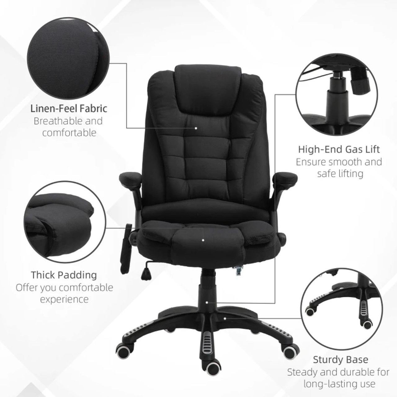 6 Vibrating Massage Office Chair by Vinsetto™ product image