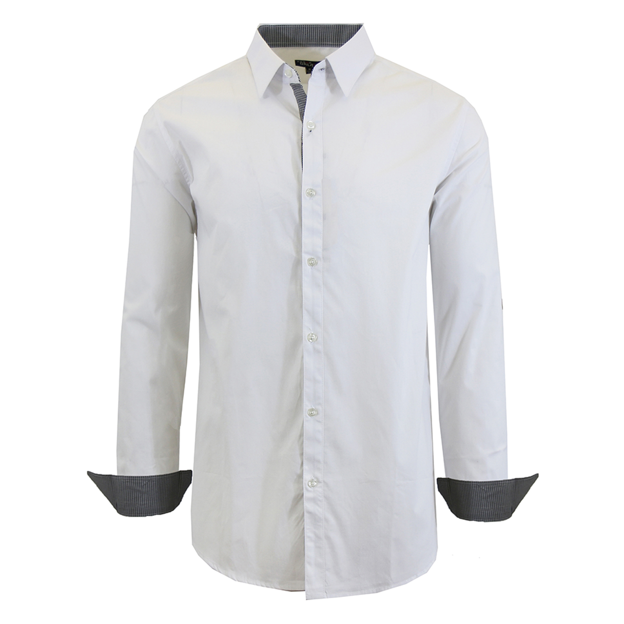 Men's Solid Color Slim-Fit Long-Sleeved Dress Shirt product image