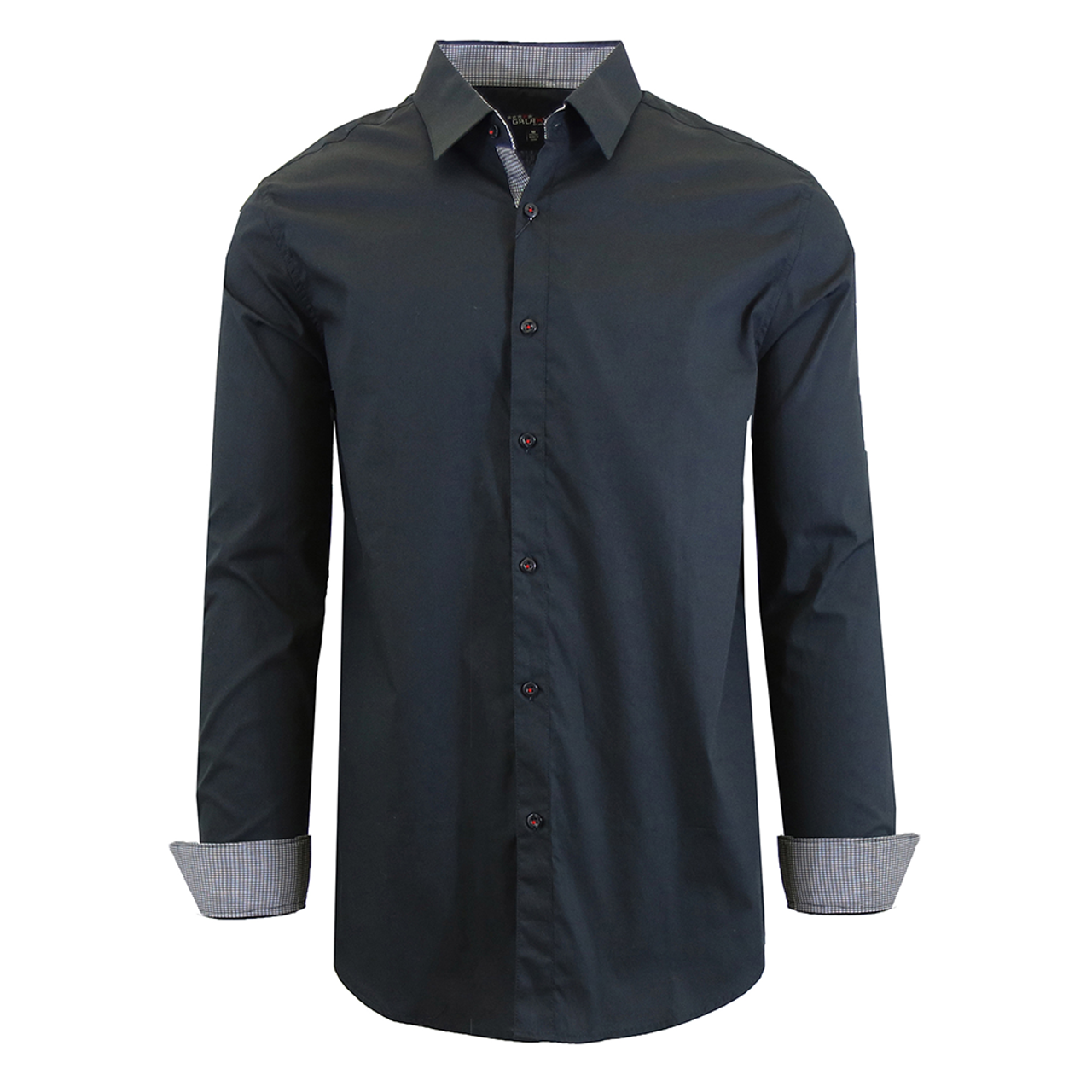 Men's Solid Color Slim-Fit Long-Sleeved Dress Shirt product image