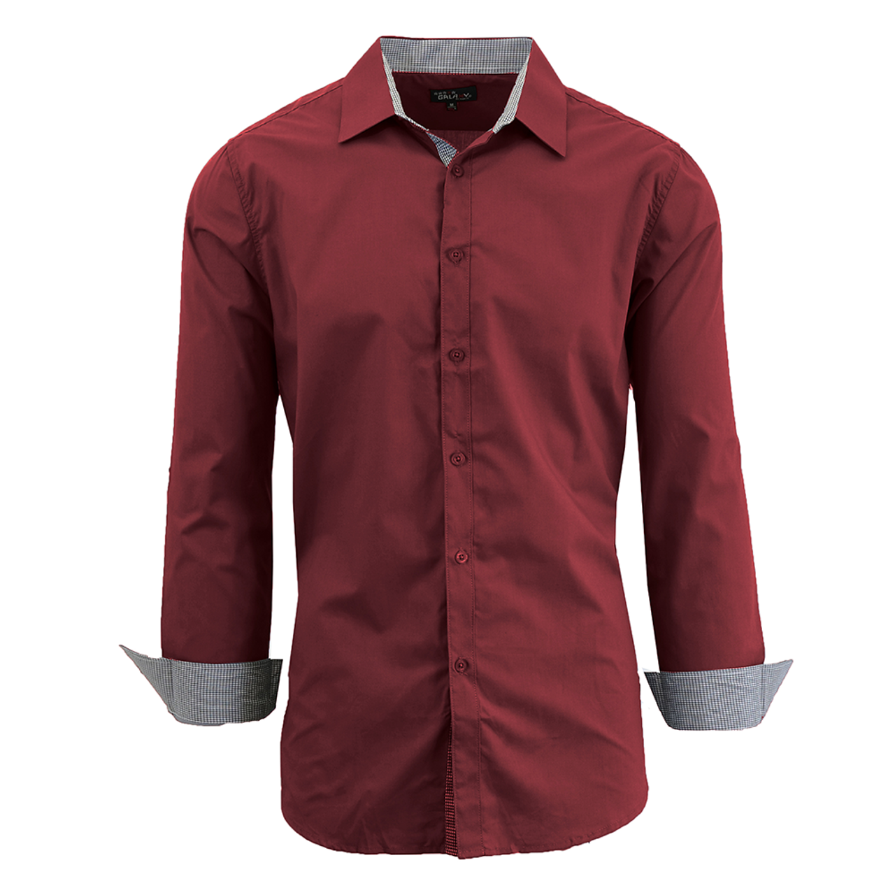 Men's Solid Color Slim-Fit Long-Sleeved Dress Shirt product image