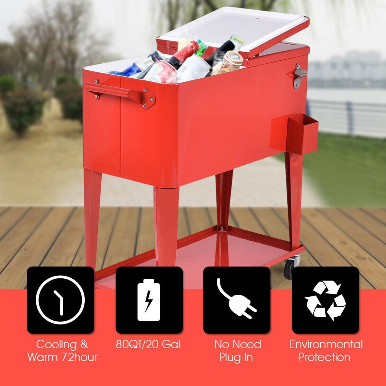 80-Quart Outdoor Patio Rolling Steel Construction Cooler product image 80-Quart Outdoor Patio Rolling Steel Construction Cooler product image