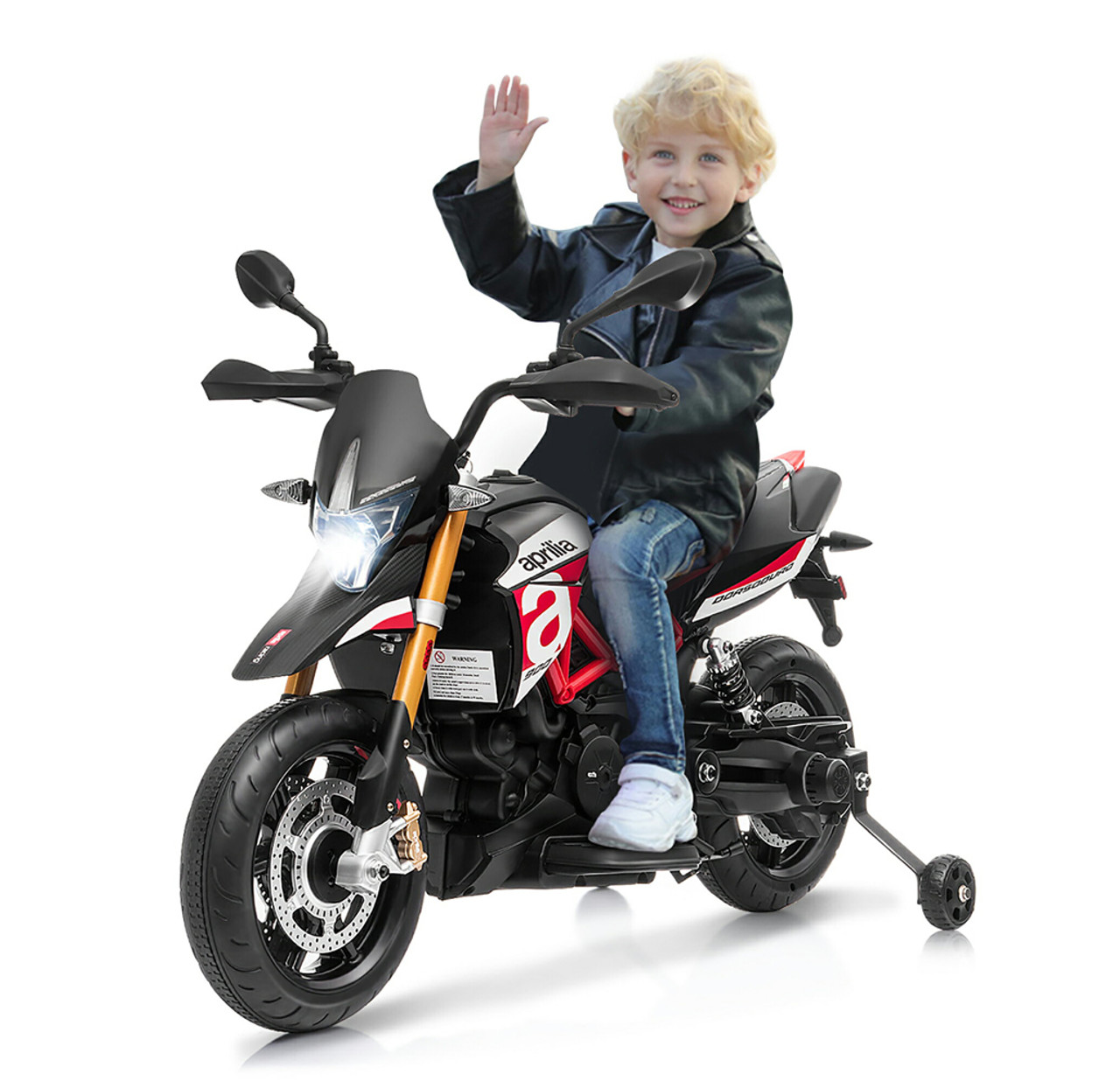 Kids' 12V Ride-On Motorcycle with Training Wheels product image