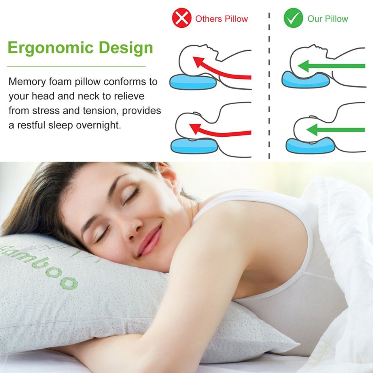 NewHome™ Bamboo Memory Foam Pillow (2-Pack) product image