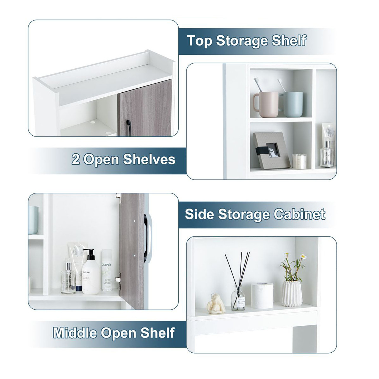 4-Tier Space-Saving Toilet Storage Cabinet with Open Shelves product image