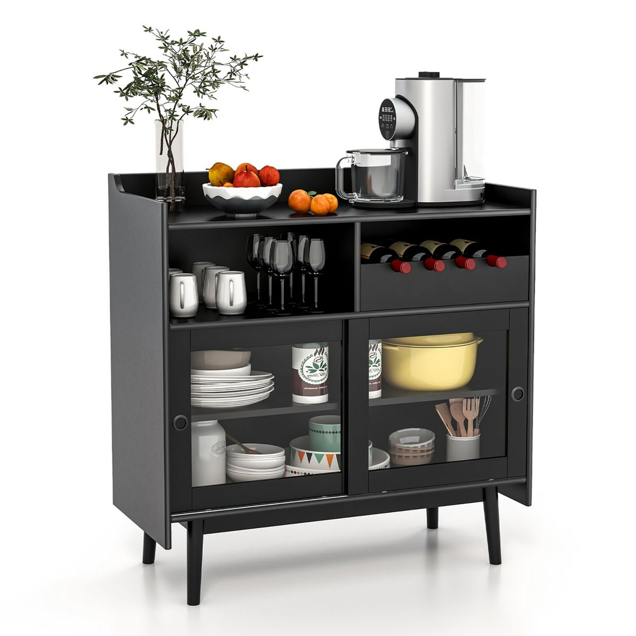 Kitchen Buffet Sideboard with Wine Rack and Sliding Door product image