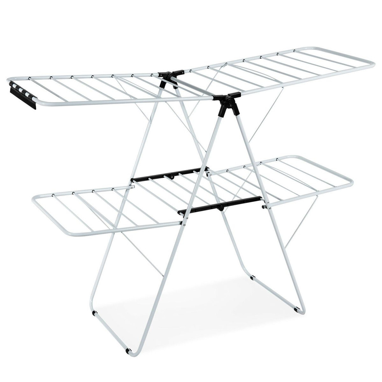 2-Level Foldable Clothes Drying Rack with Adjustable Gullwing product image