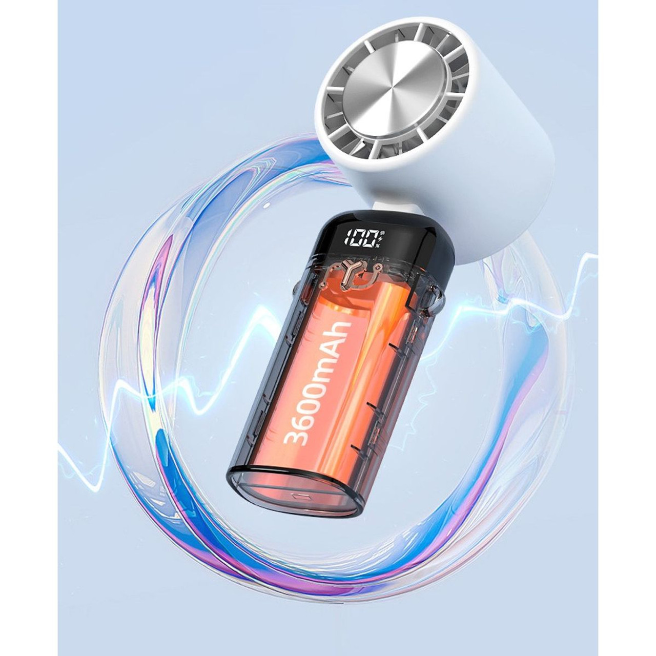 2-in-1 Portable Handheld & Hand-Free Fan with Qi Phone Charger product image