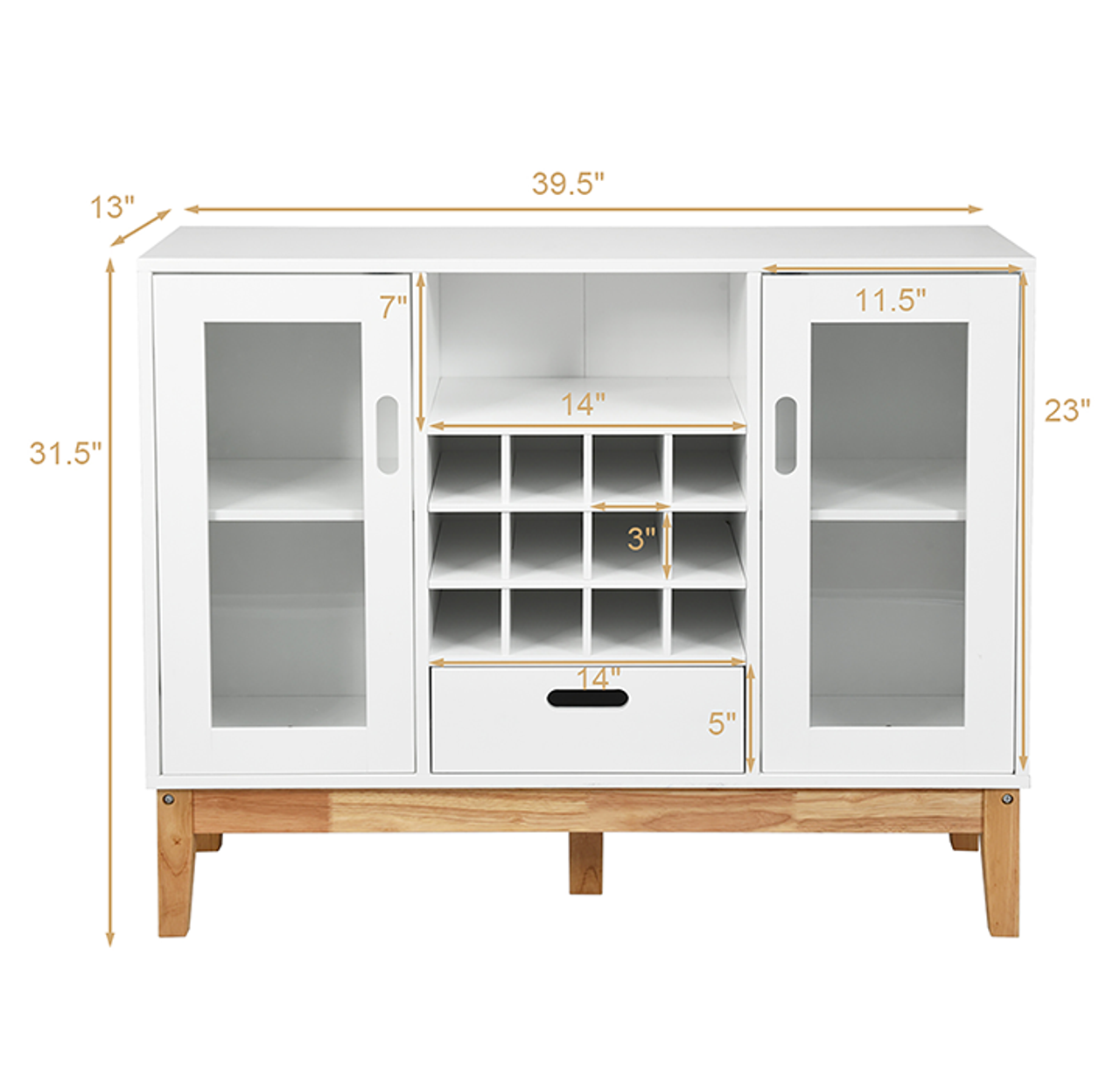 White Wood Wine Storage Cabinet product image