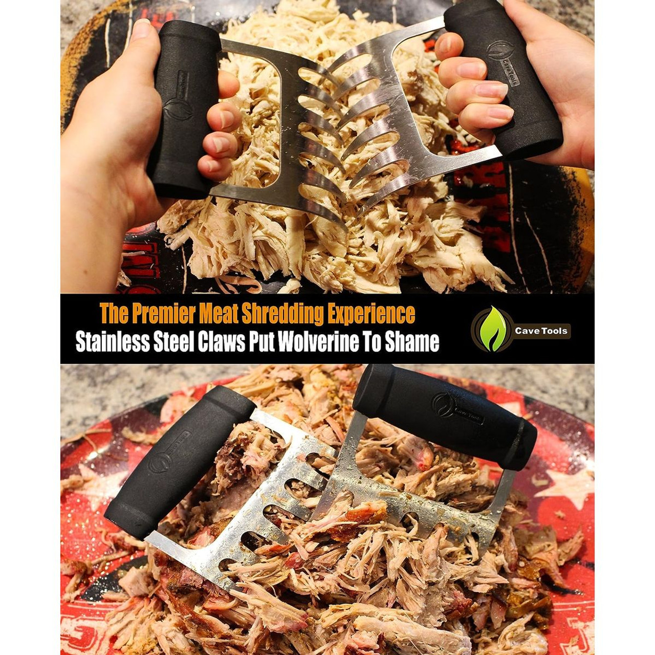 Cave Tools® Metal Knuckle Grip Meat Claws for Shredding Meat (Set of 2) product image
