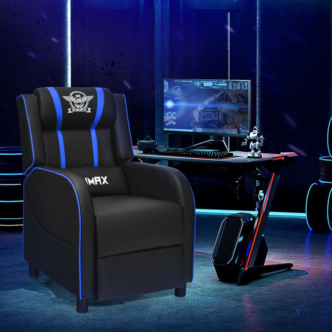 Massage Gaming Recliner PU Leather Chair with Footrest & Remote product image
