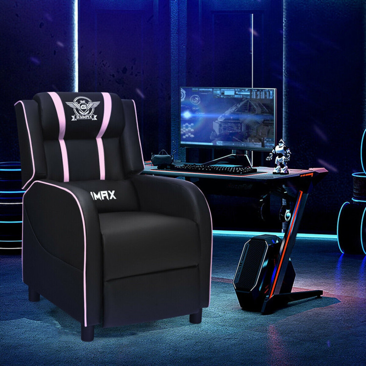 Massage Gaming Recliner PU Leather Chair with Footrest & Remote product image