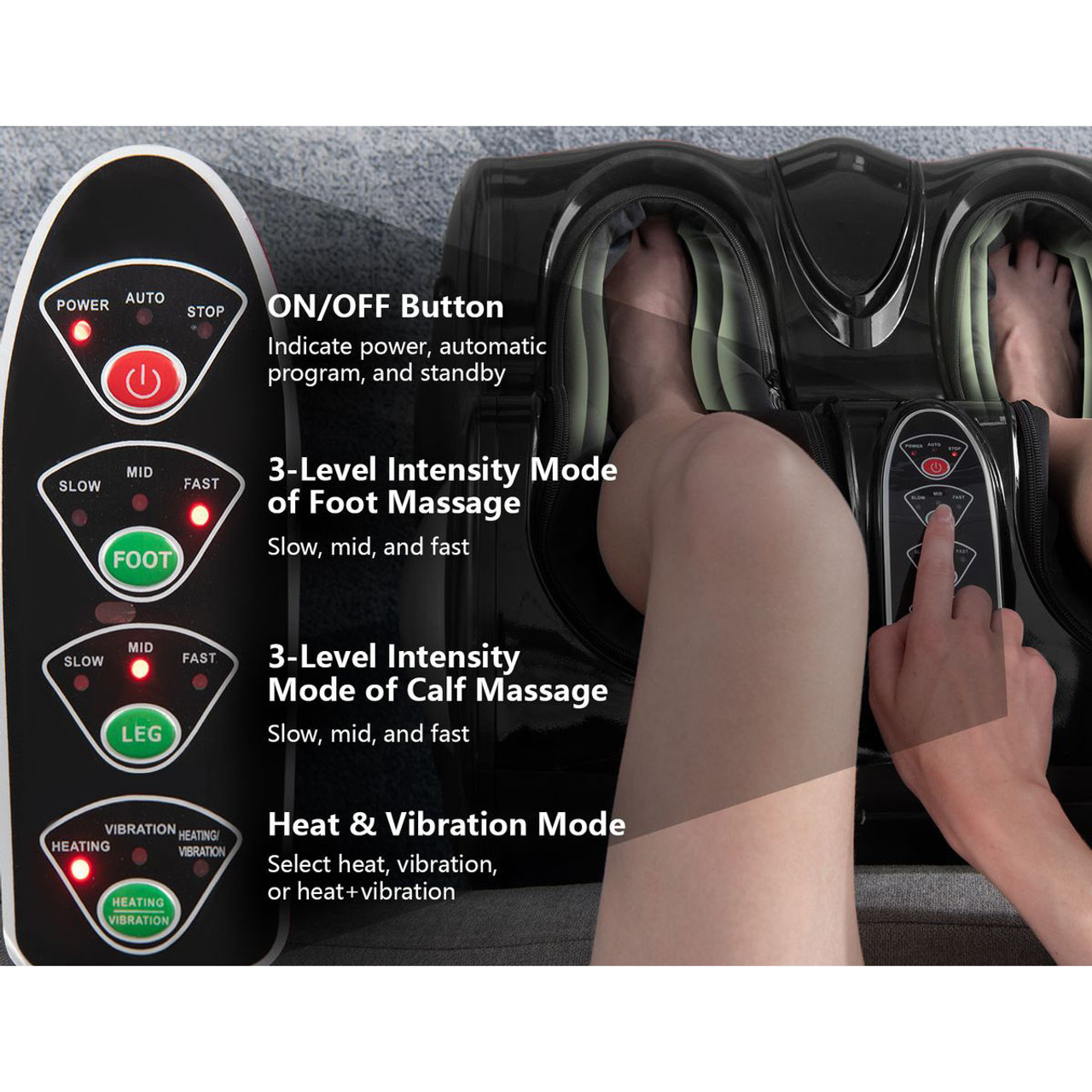 Foot and Calf Massager with Heat, Vibration, Deep Kneading, and Shiatsu product image