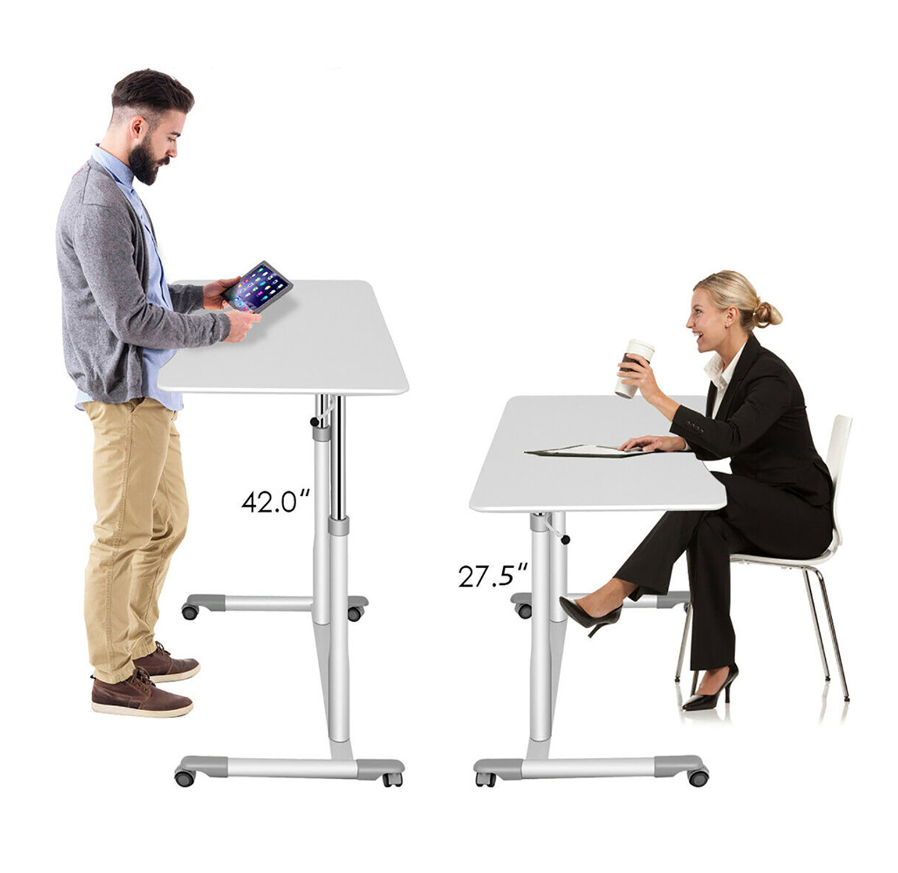 Sit-Stand Rolling Adjustable Height Computer Desk  product image