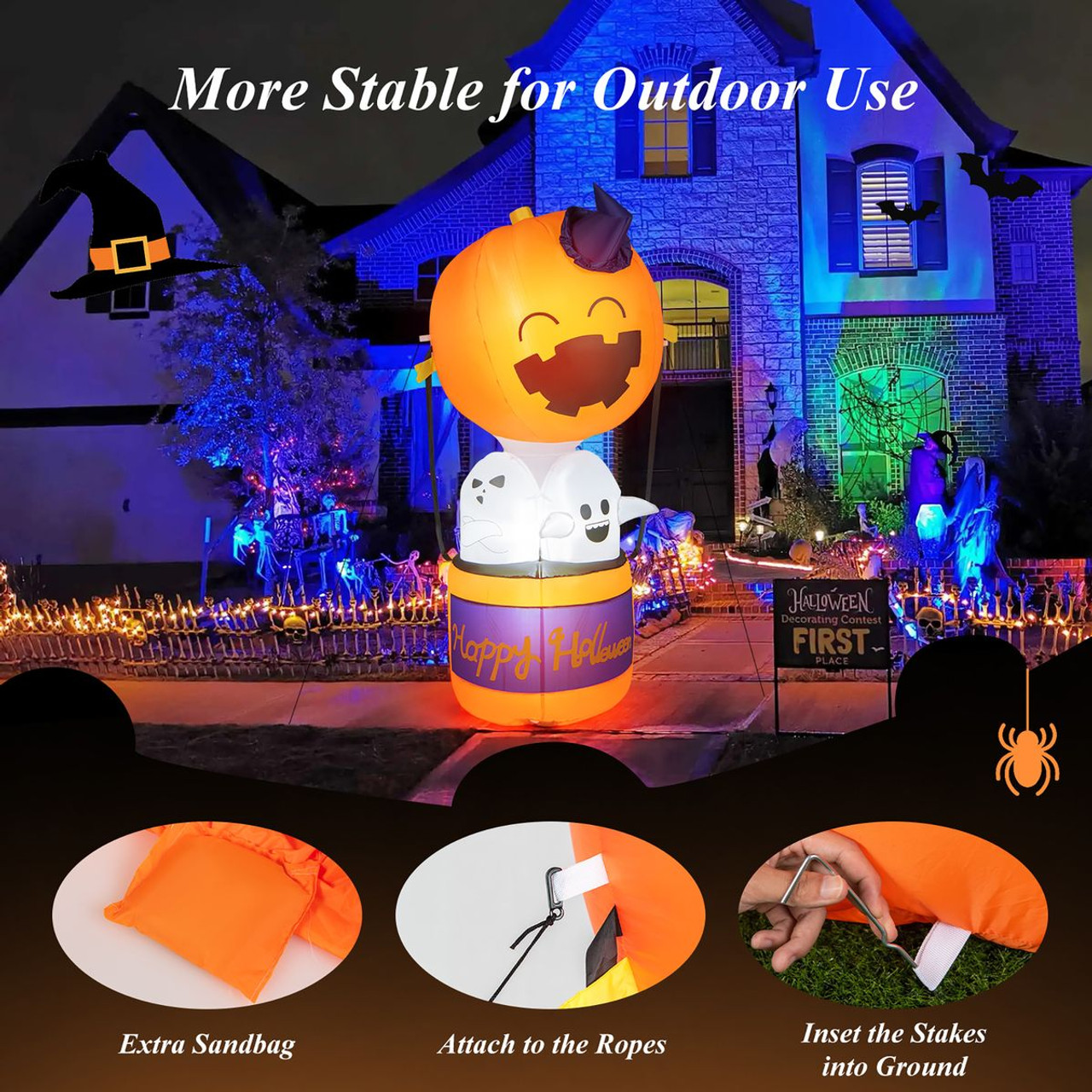 6-Foot Halloween Inflatable Pumpkin Hot Air Balloon Ghost Yard Decor product image