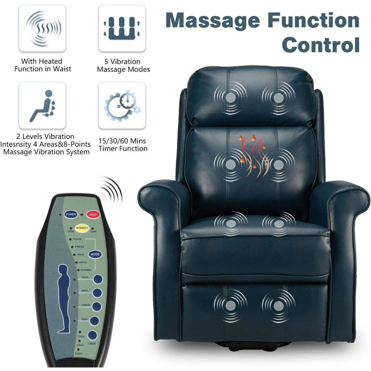 Faux Leather Electric Power Lift Recliner Chair with Heated Vibration product image