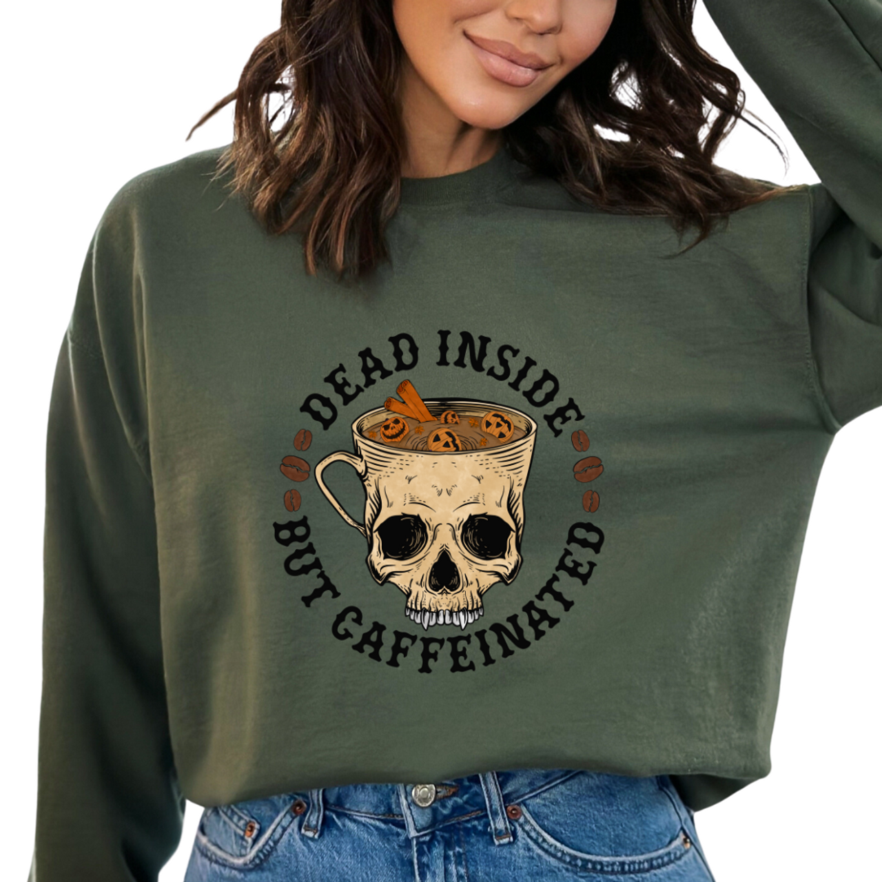 'Dead Inside but Caffeinated' Crewneck Sweatshirt product image