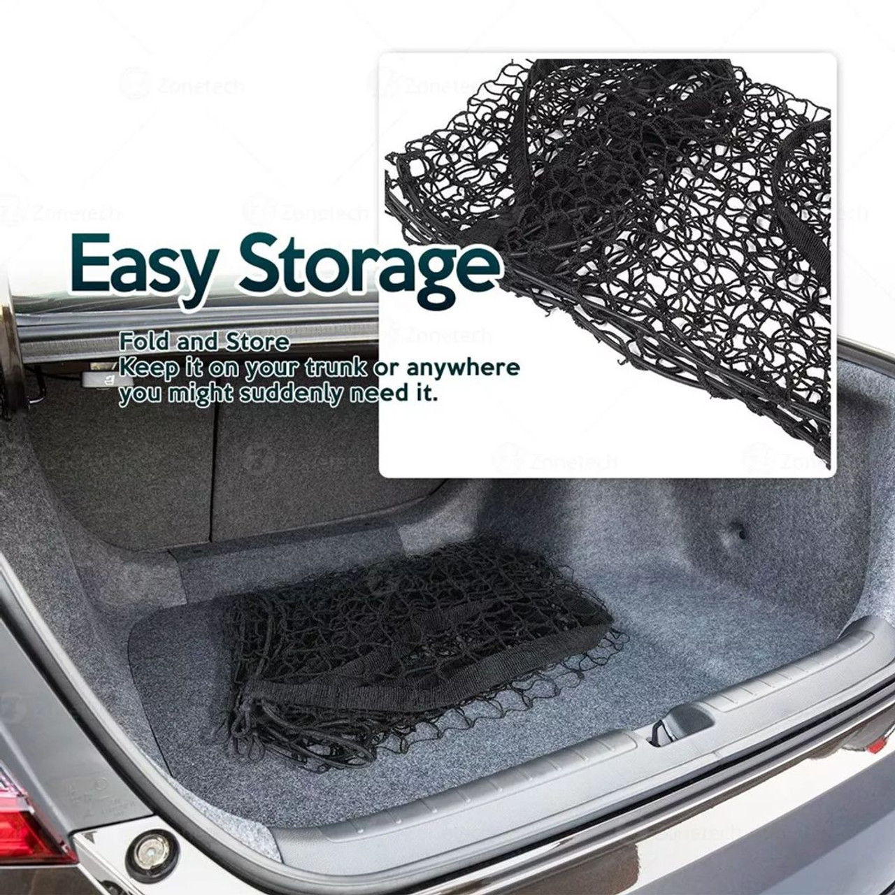 Zone Tech® 3-Pocket Car Trunk Stretchable Mesh Cargo Net, NE0001 product image