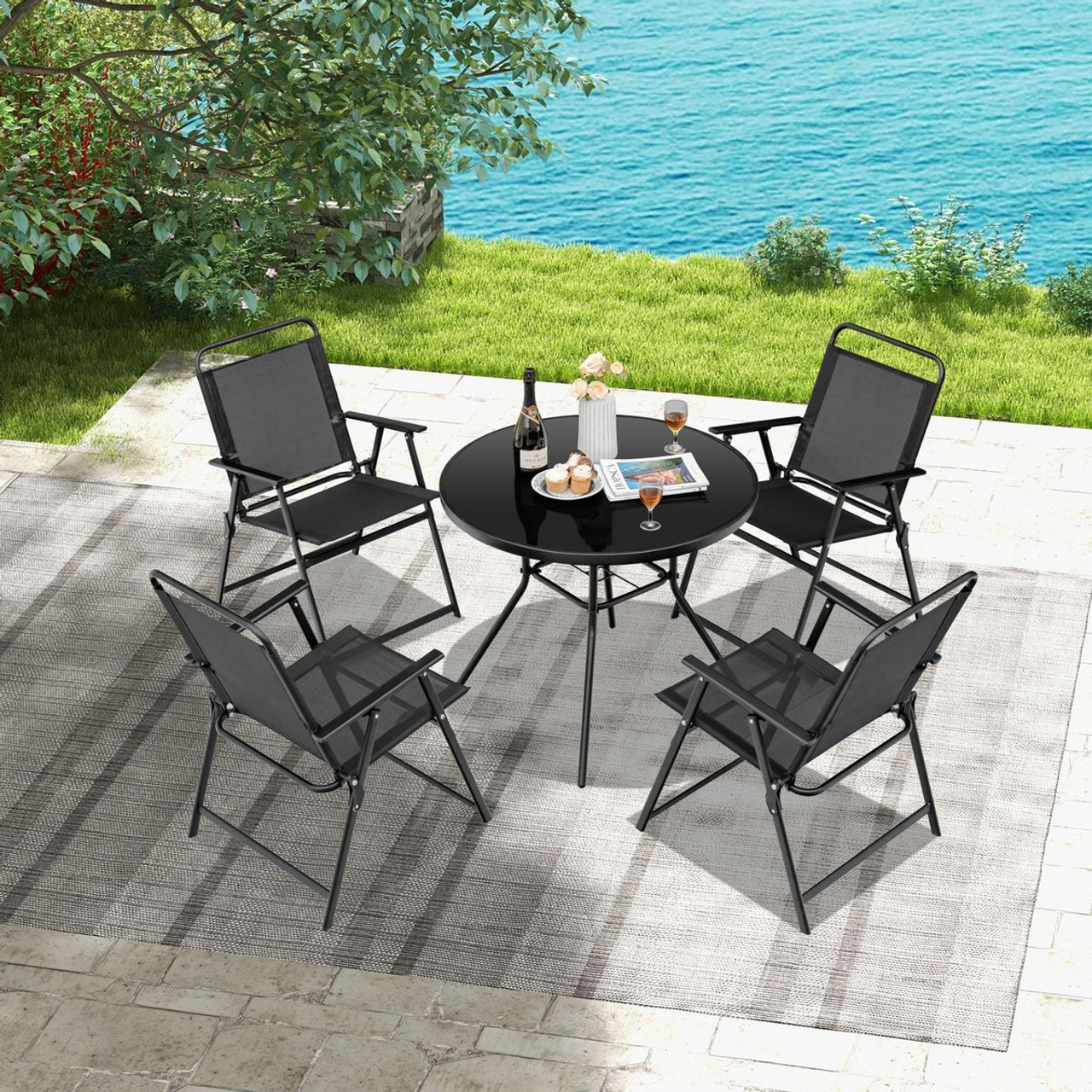 Goplus Heavy-Duty Folding Patio Chairs (Set of 2) product image