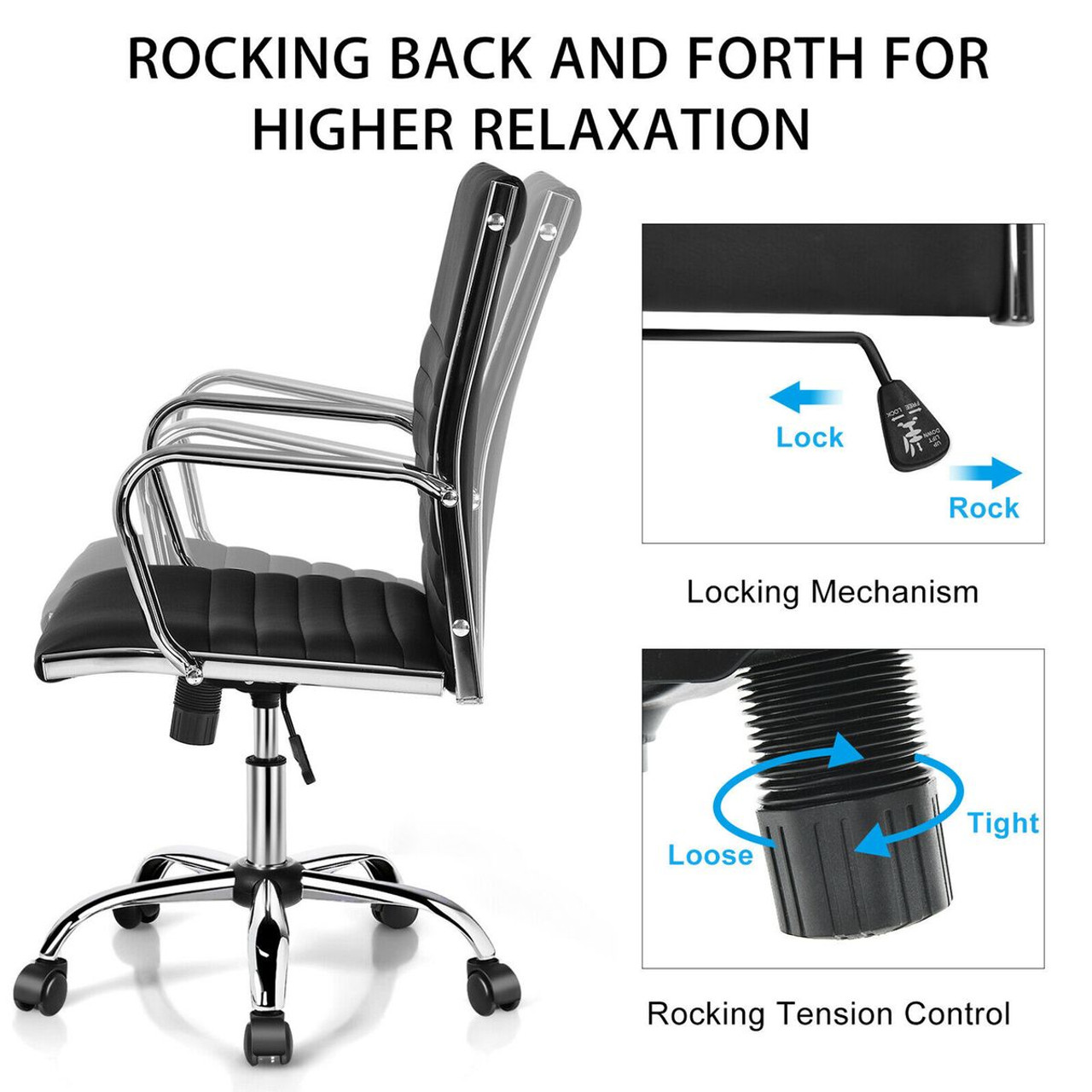 High-Back Ribbed Office Chairs with Armrests (Set of 2) product image