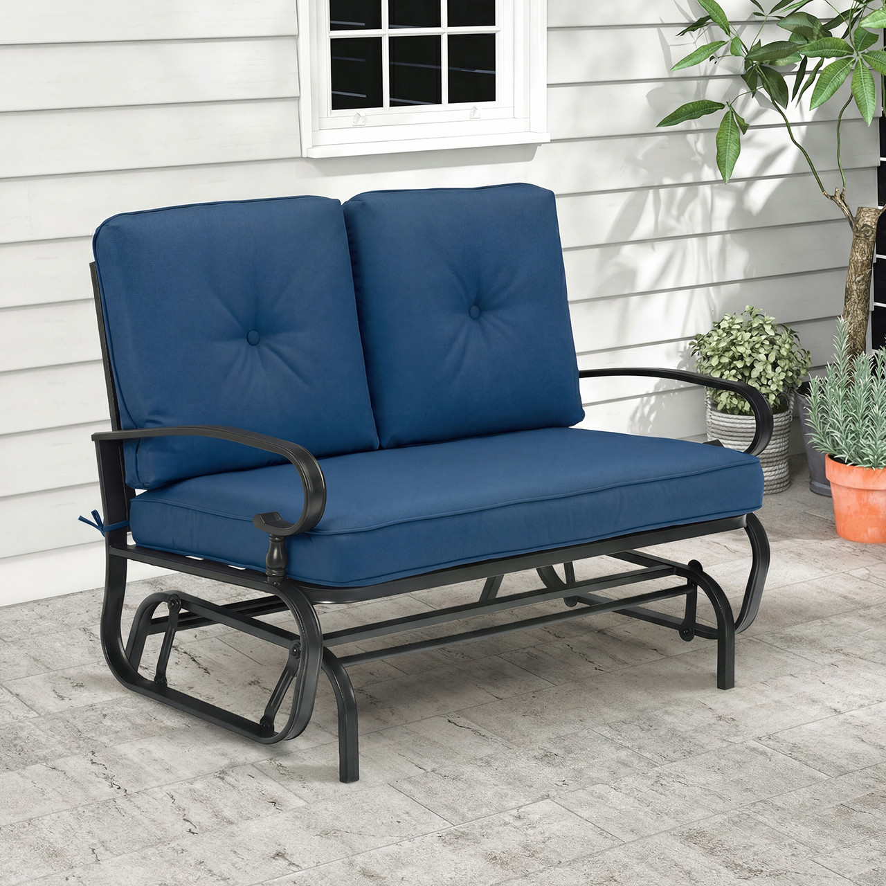 Outdoor Patio Cushioned Rocking Bench Loveseat product image