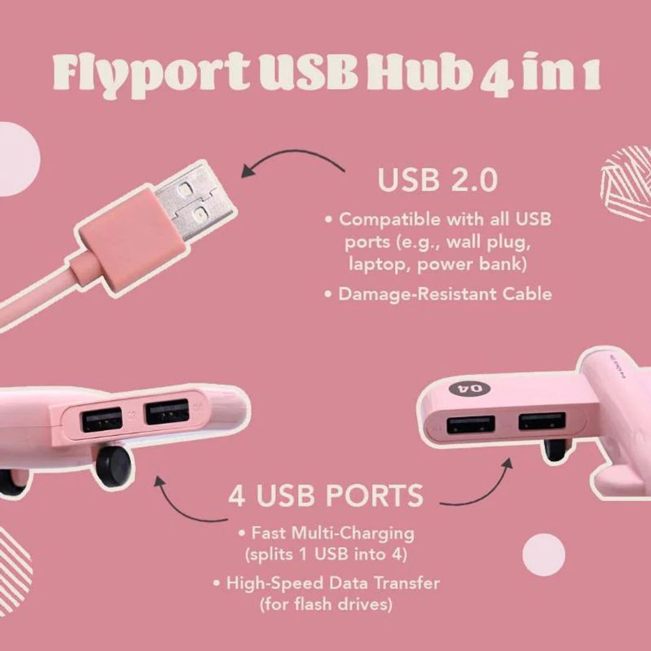 Flyport Cute Plane-Shaped 4-in-1 USB Hub by Multitasky™ product image