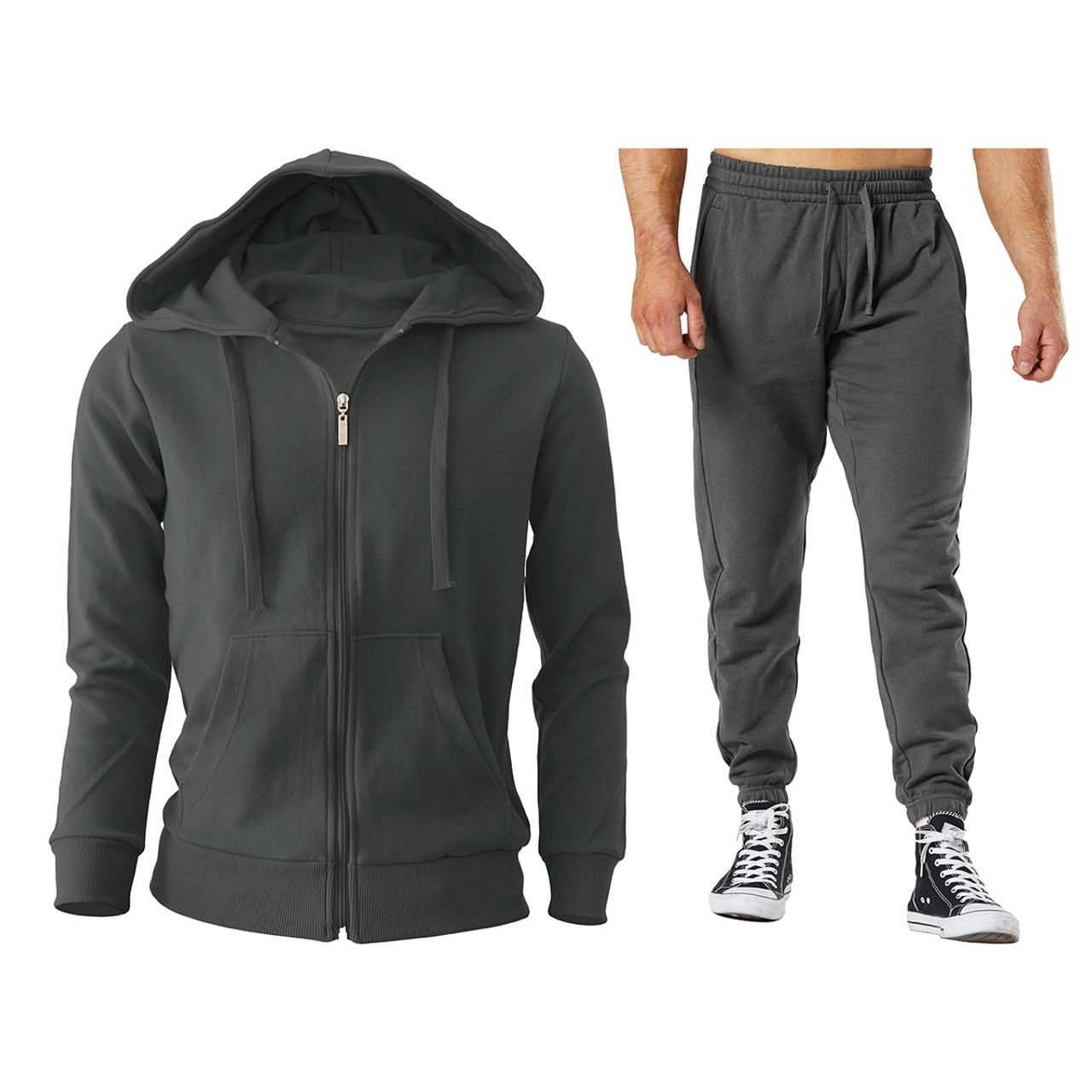 Men s Zip up Hoodie Matching Sweatpants Set DailySteals