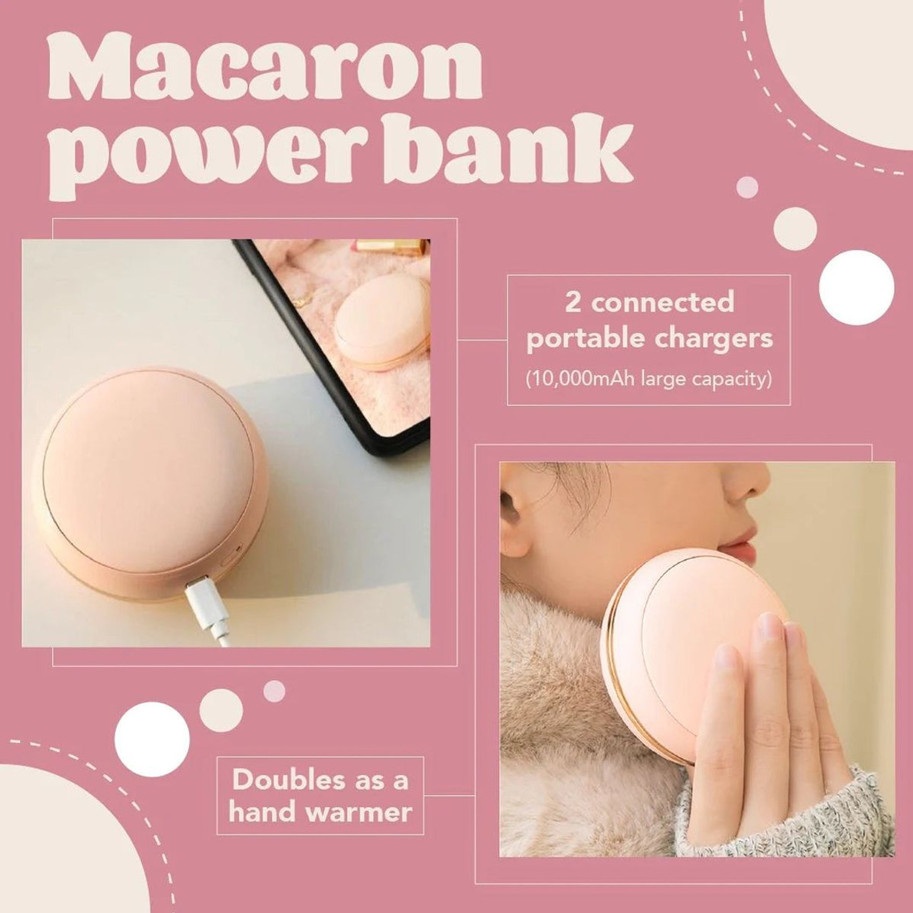 3-in-1 Macaron Power Bank, Hand Warmer, and Mirror product image