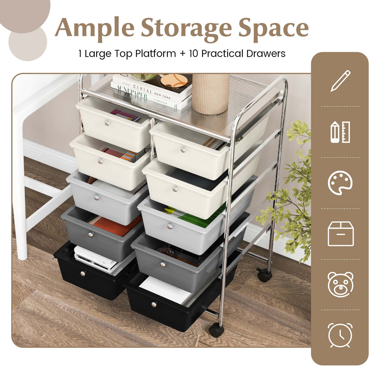 10-Drawer Rolling Storage Cart product image