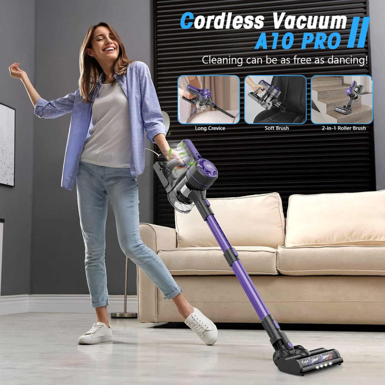 Zoker™ Cordless Stick Vacuum Cleaner with High-Speed Brushless Motor product image