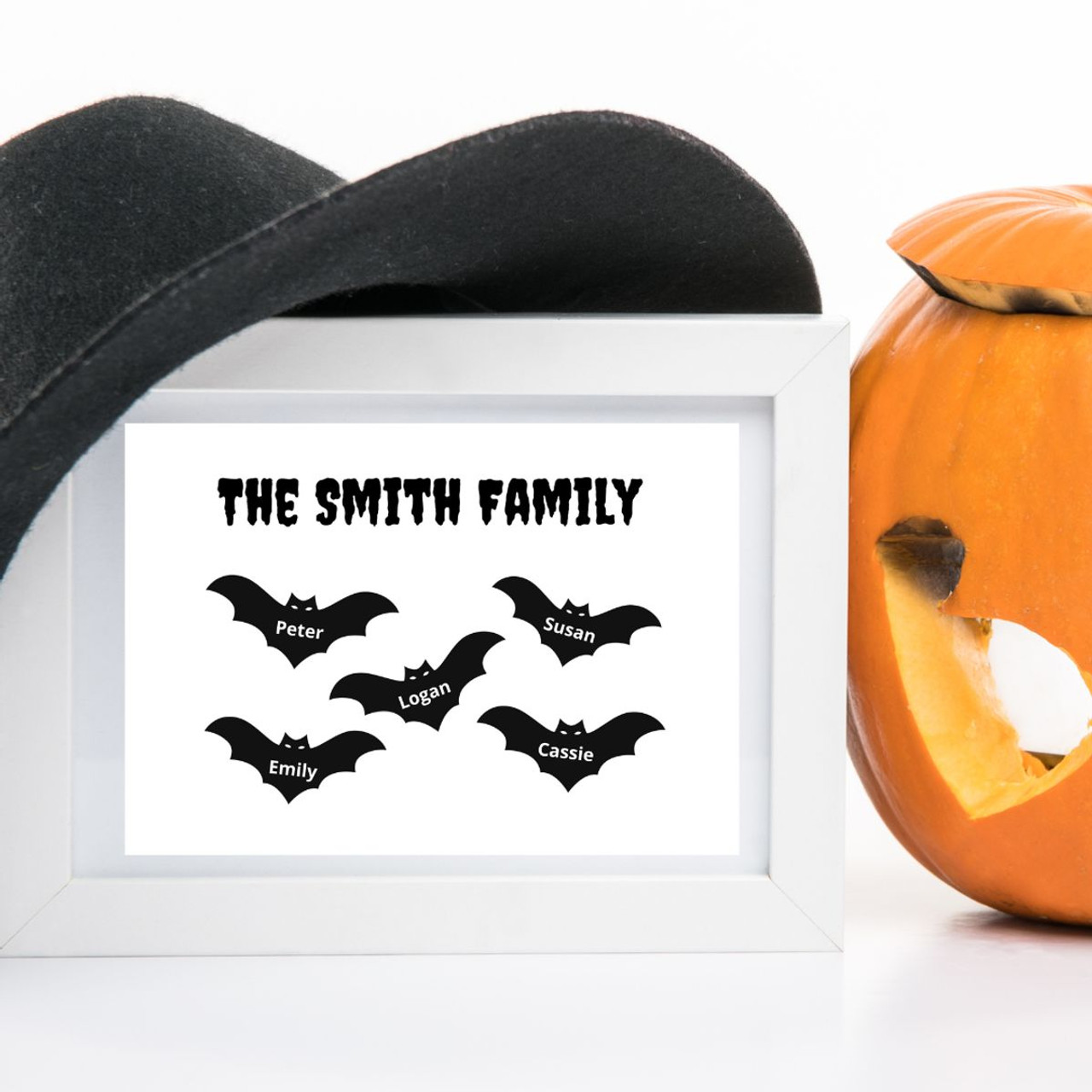 Personalized Halloween Bat Family/Given Name Art Print product image