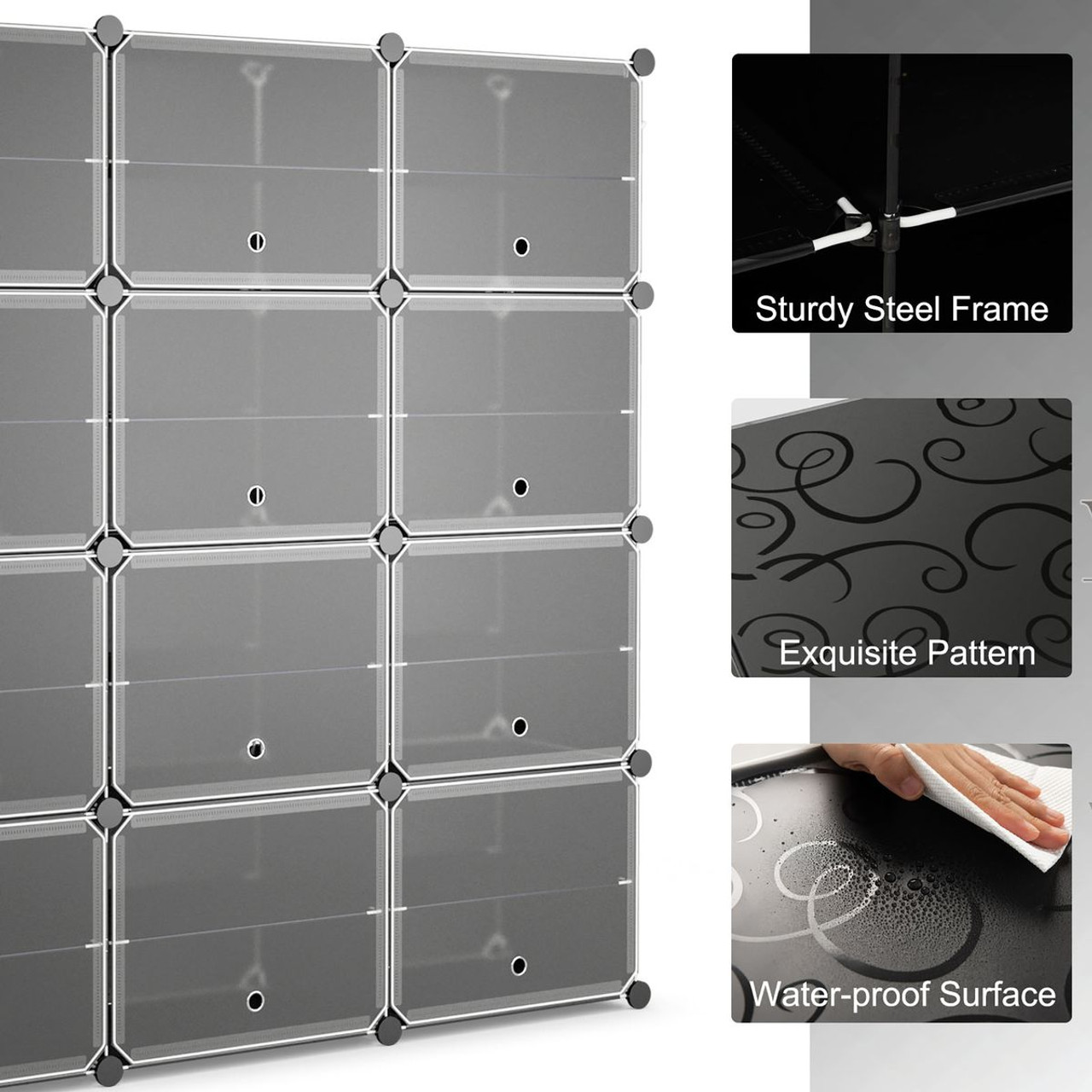 12-Cube 48 Pairs Portable Shoe Shelves with Hook product image