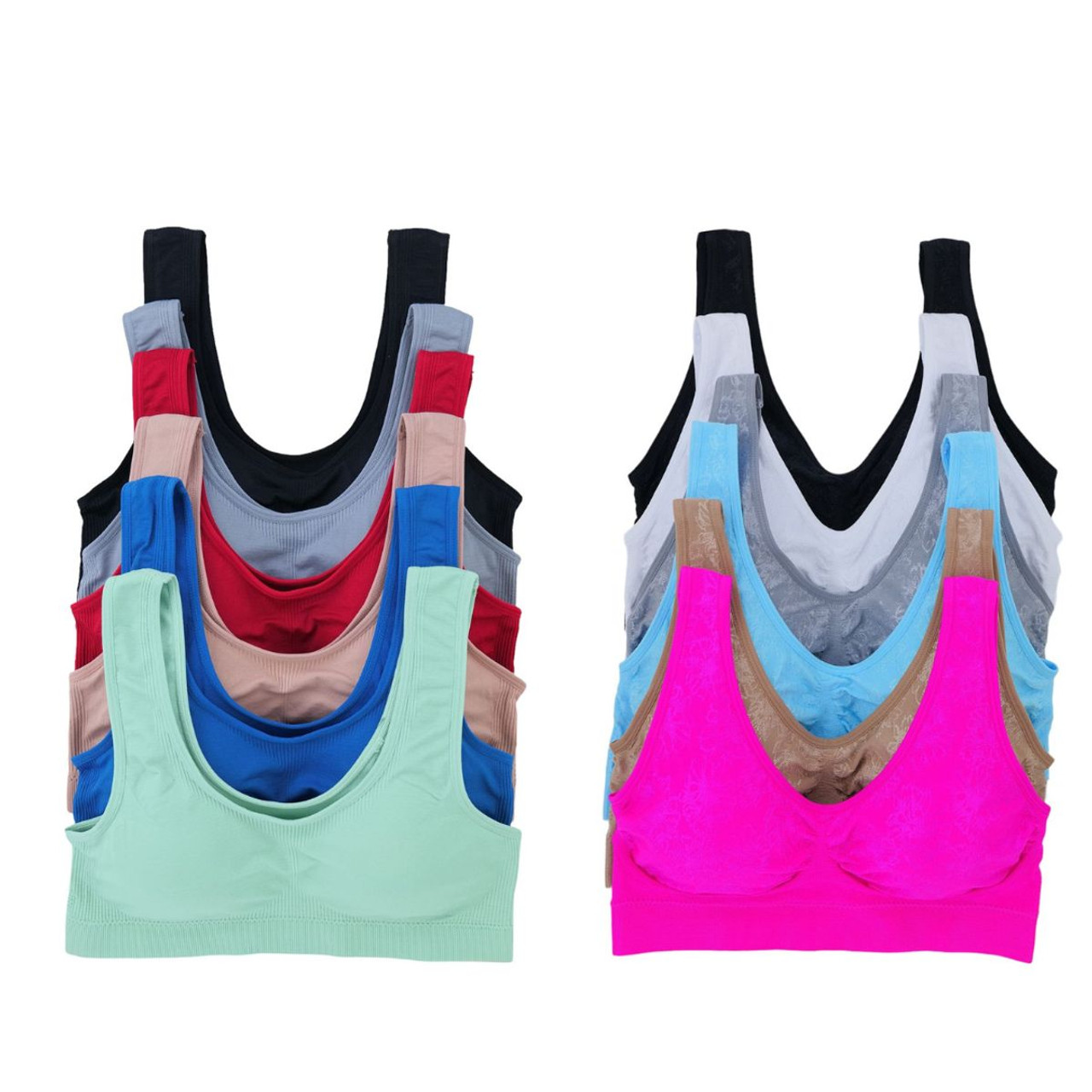 ToBeInStyle Women's Padded Double Scoop Comfort Lounging Bra (6-Pack) product image
